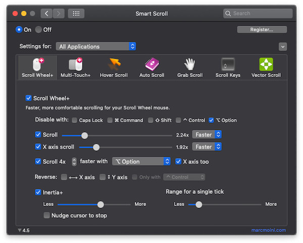 系统设置中的 Smart Scroll 面板